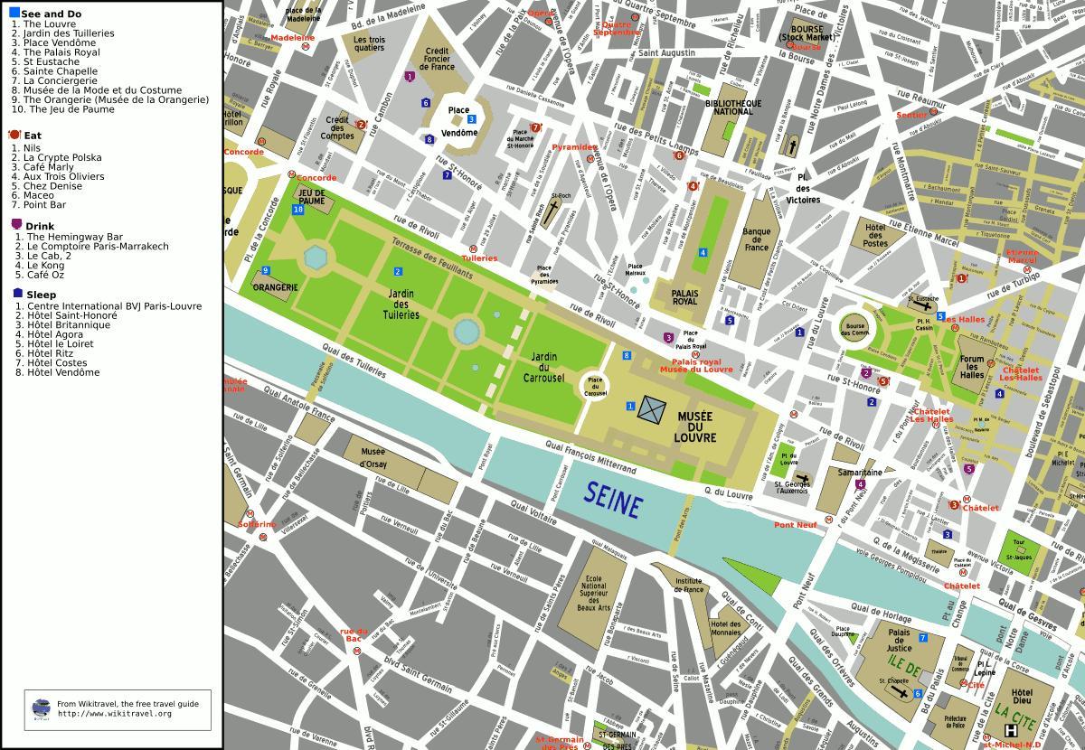 मानचित्र की 1 arrondissement में पेरिस के