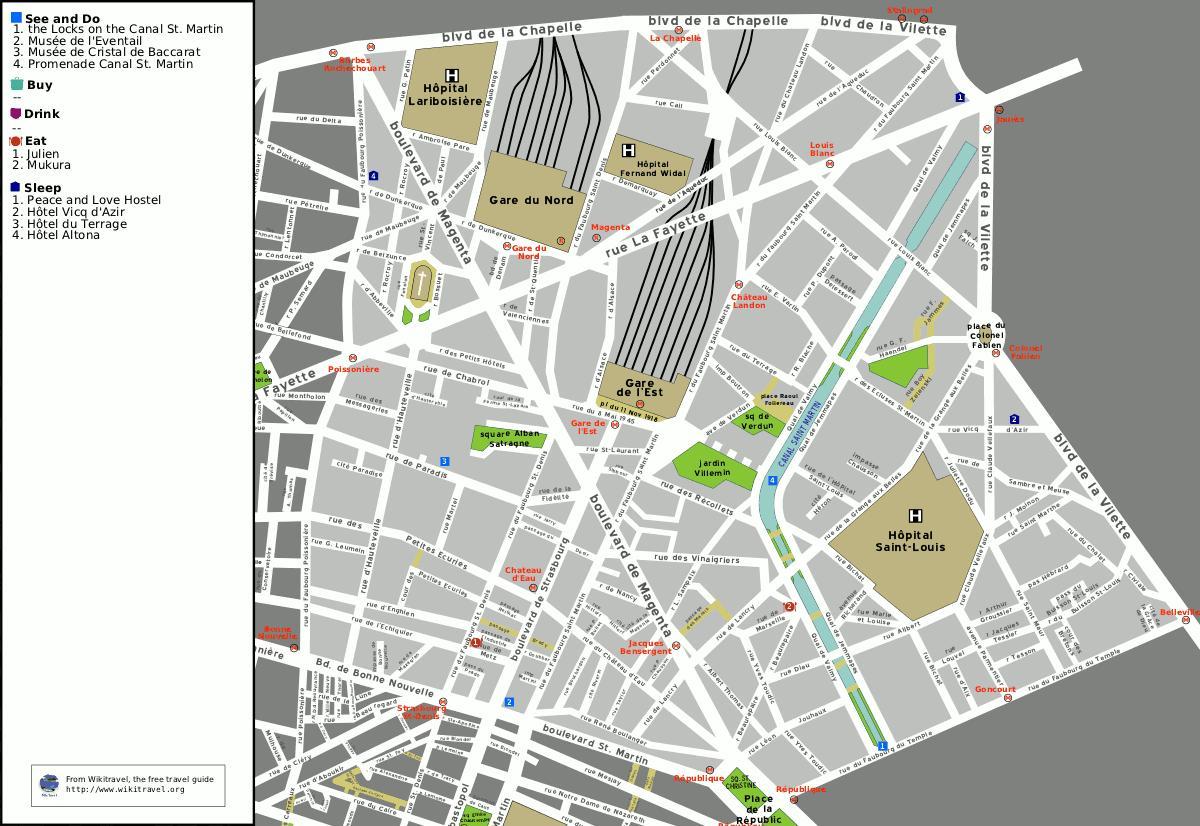मानचित्र की 10 वीं arrondissement में पेरिस के