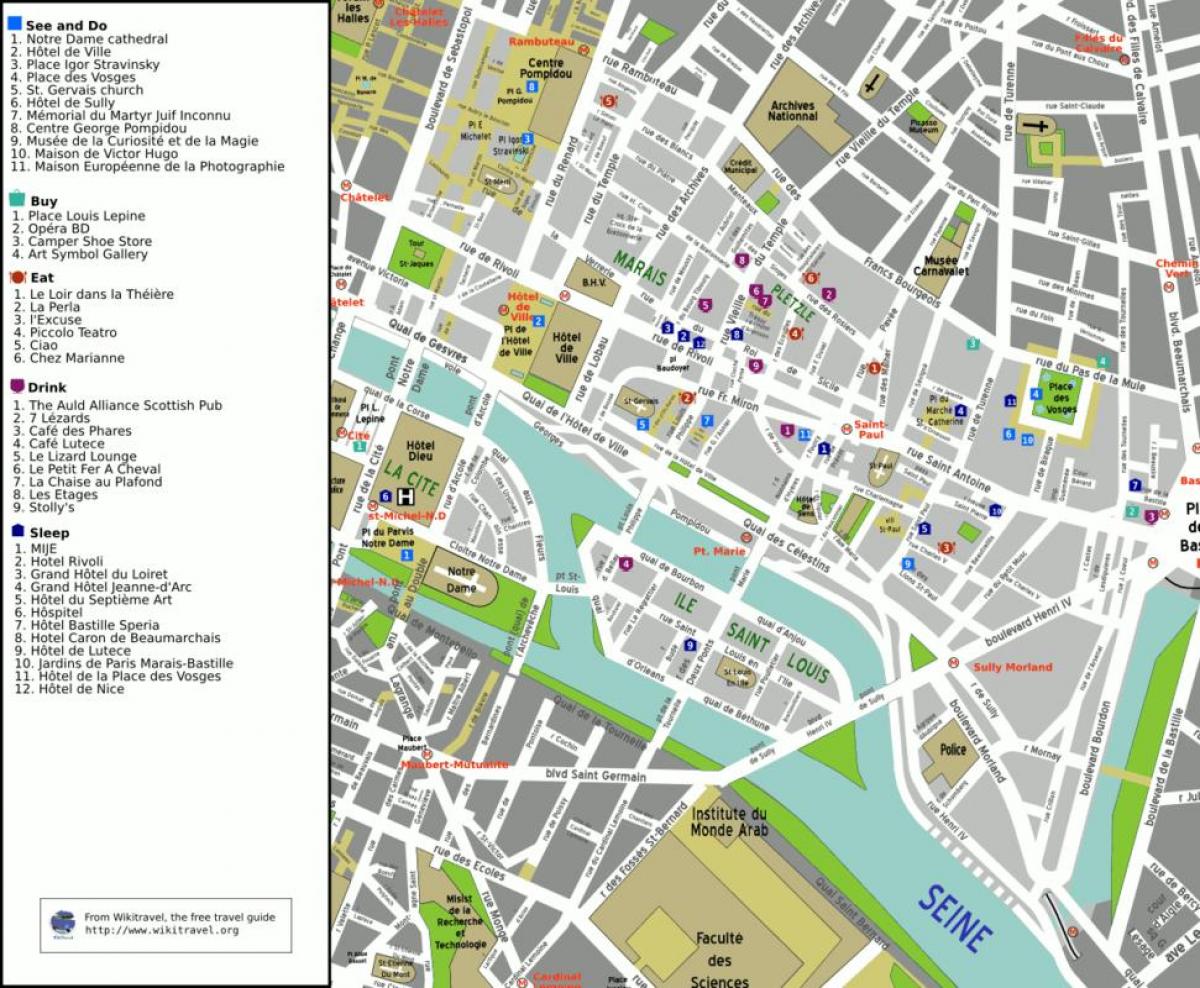 नक्शे के 4th arrondissement में पेरिस के