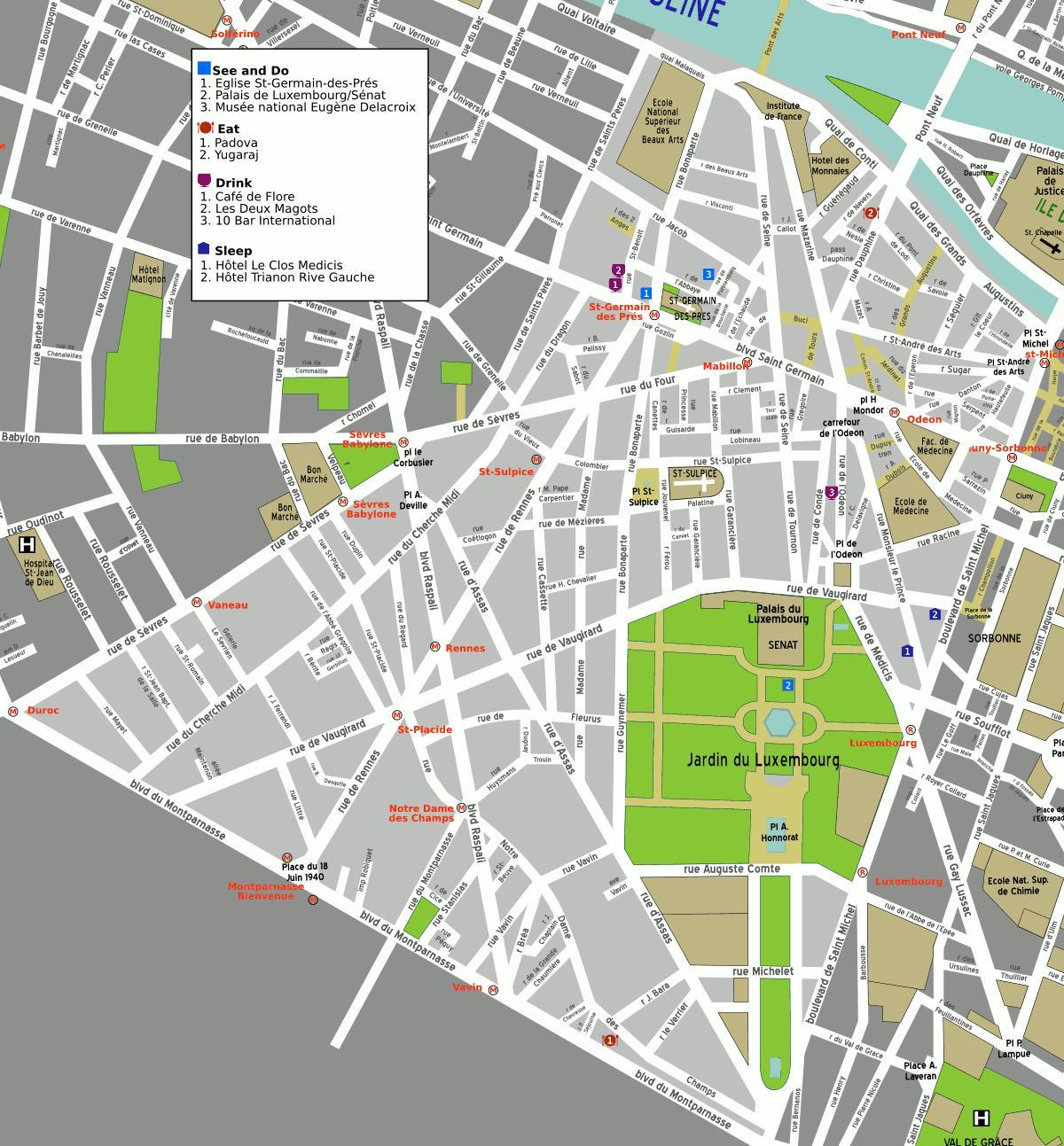 नक्शे के 6 arrondissement में पेरिस के