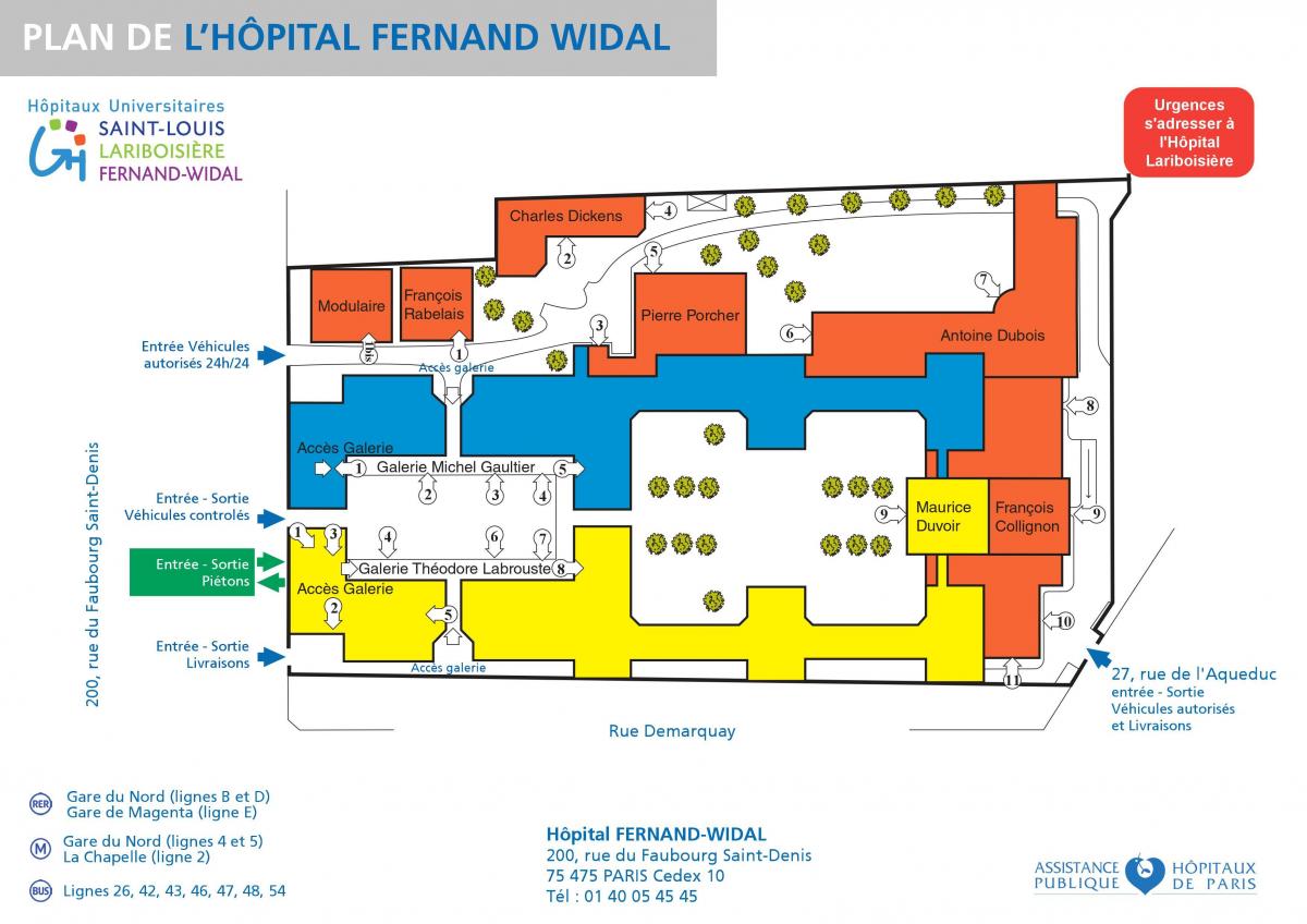 नक्शे के Fernand-Widal अस्पताल