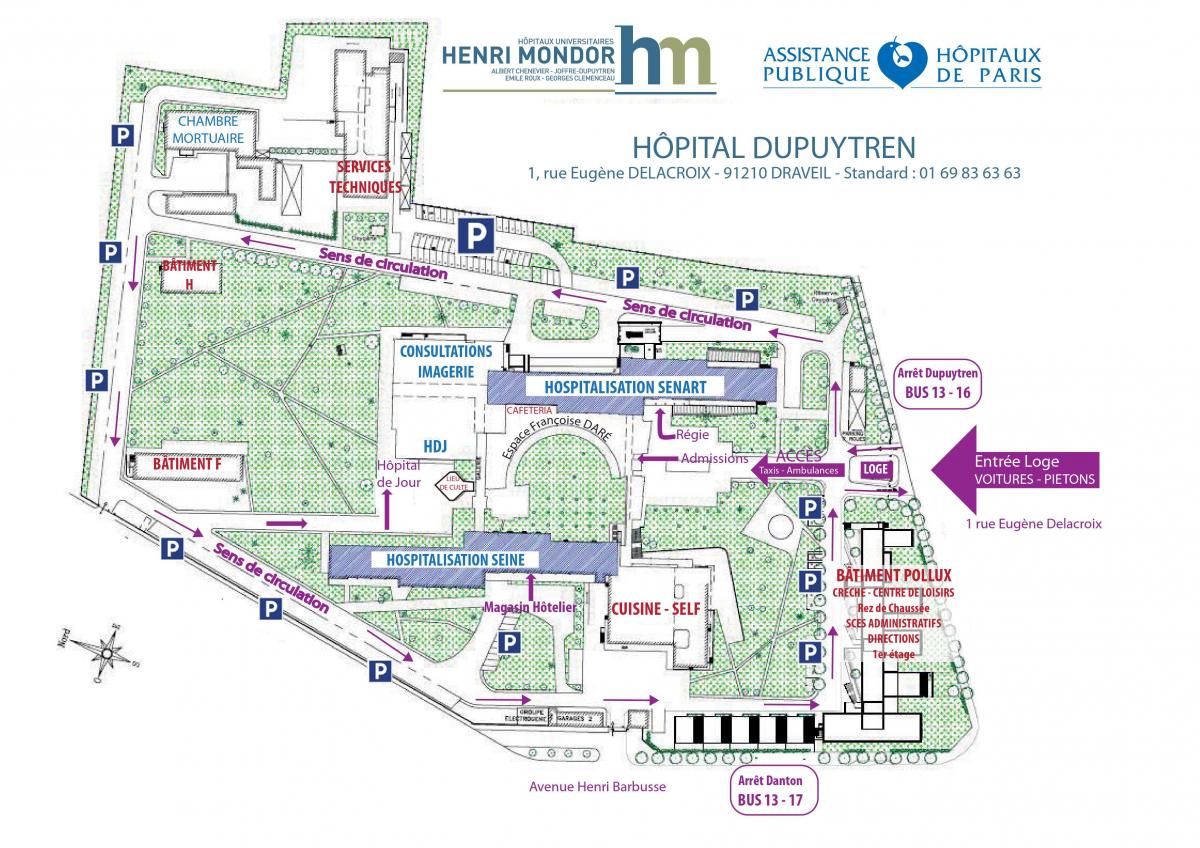 नक्शे के Joffre-Dupuytren के अस्पताल