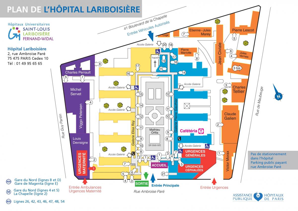 नक्शे के Lariboisiere अस्पताल