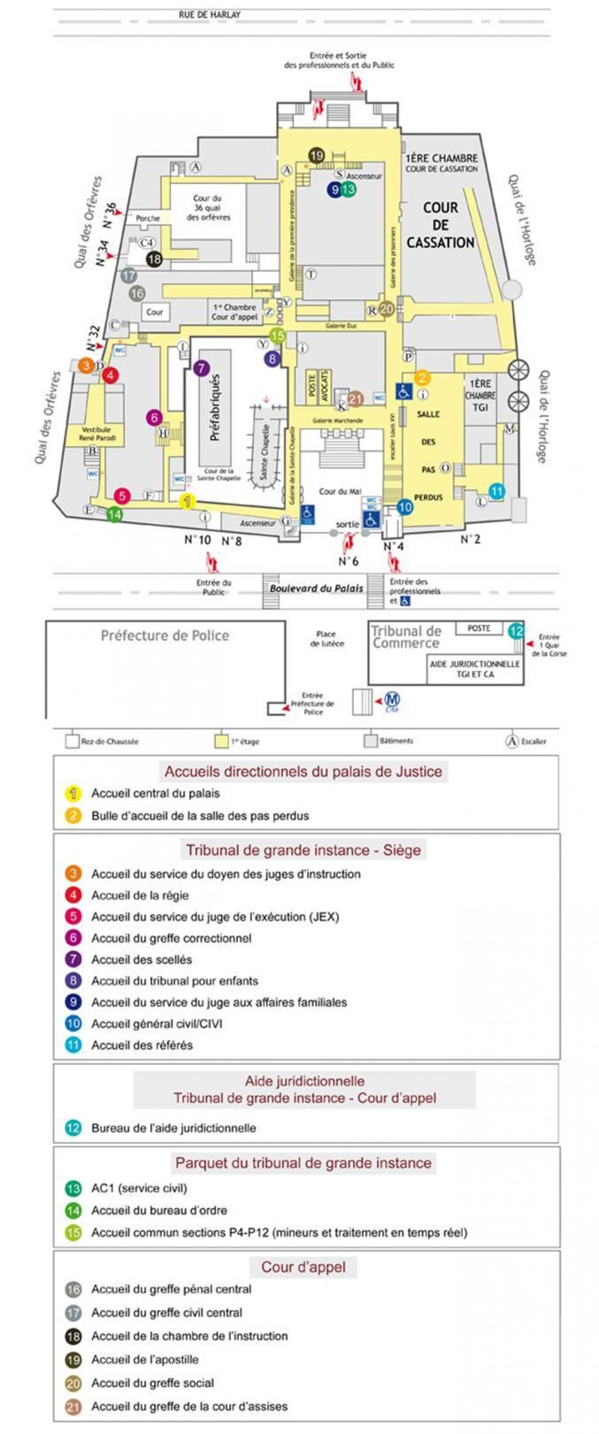 नक्शे के Palais de न्याय पेरिस