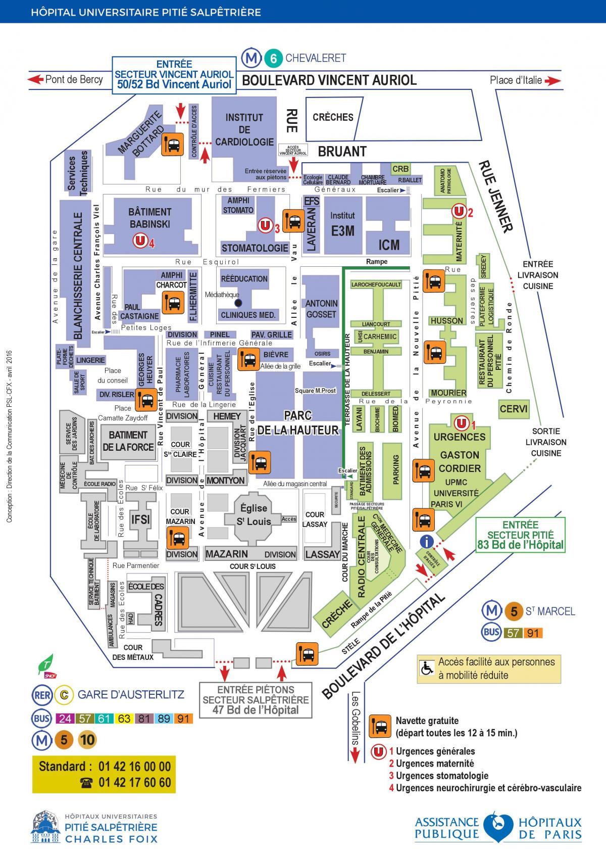 नक्शे के Pitie Salpetriere अस्पताल