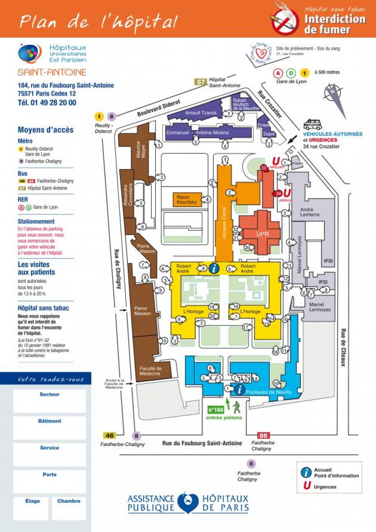 के नक्शे Saint-Antoine अस्पताल