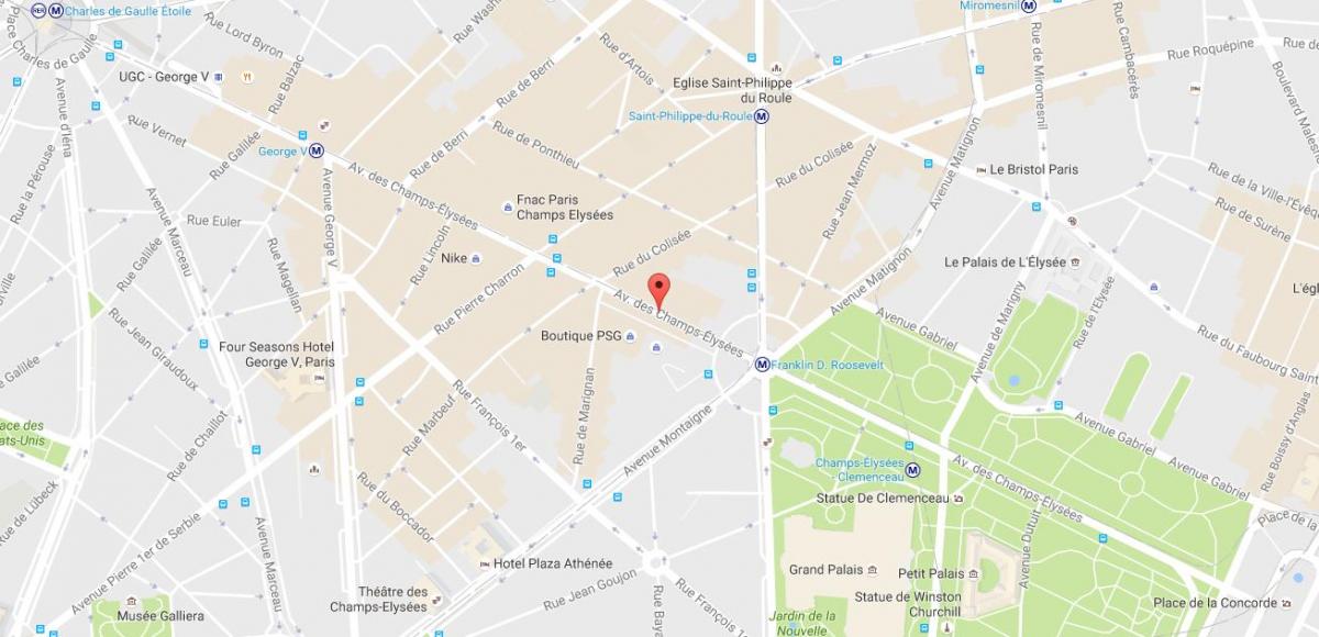 मानचित्र का एवेन्यू डेस Champs-Elysées