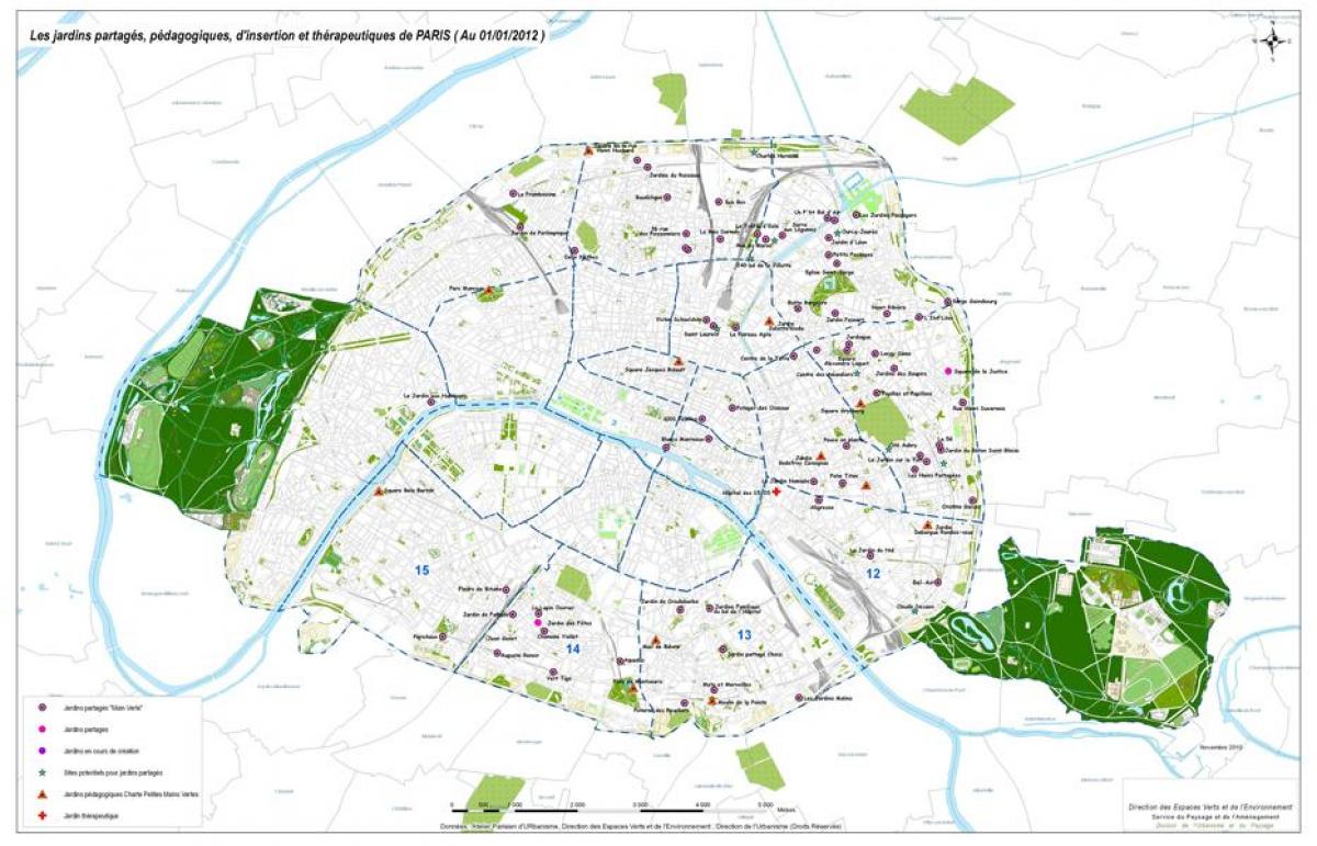 के नक्शे पेरिस उद्यान