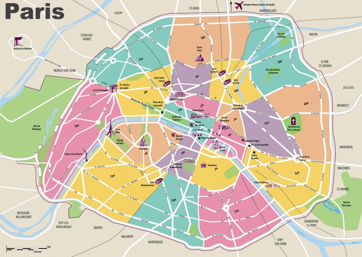 पेरिस के नक्शे के आकर्षण