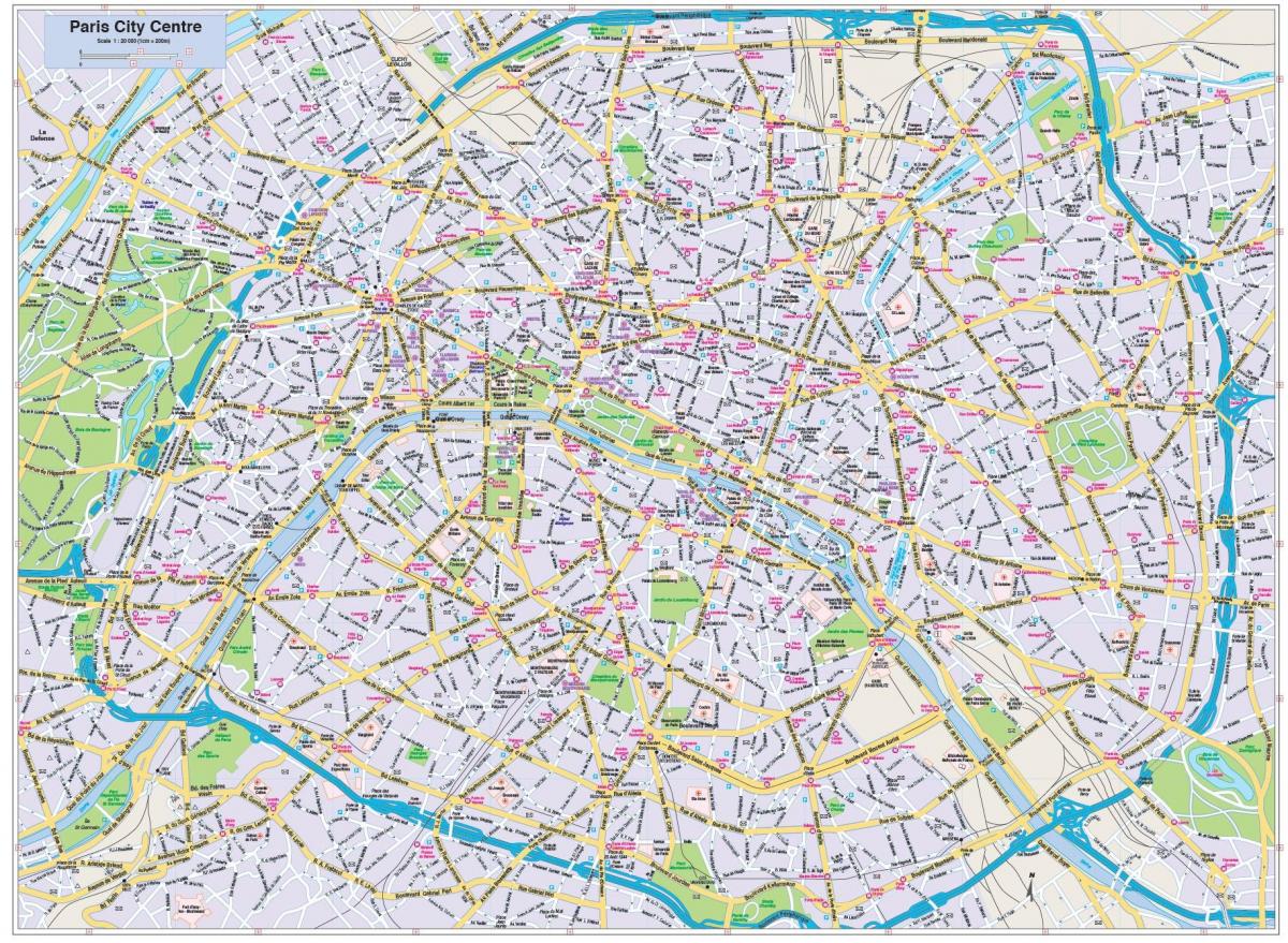 मानचित्र पेरिस शहर के केंद्र