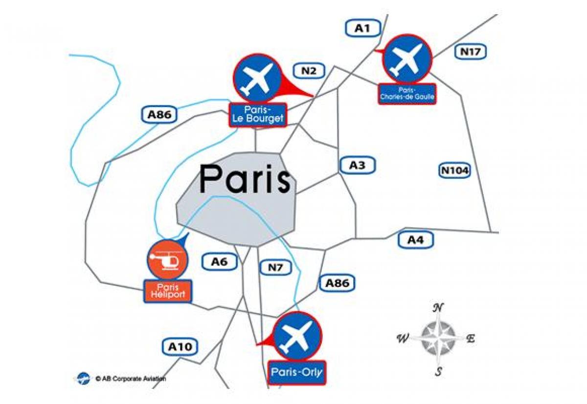 मानचित्र पेरिस के हवाई अड्डे