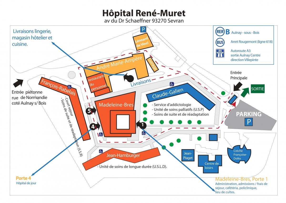 नक्शे के रेने-Muret अस्पताल