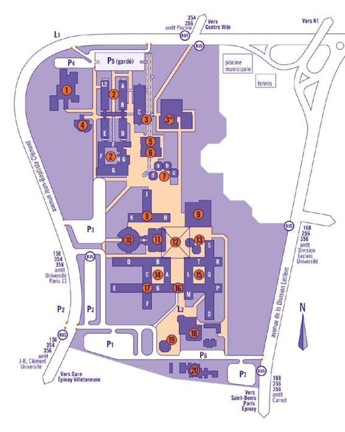विश्वविद्यालय का नक्शा पेरिस 13