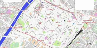 नक्शे की 15 वीं arrondissement में पेरिस के