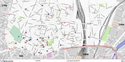 नक्शे की 18 वीं arrondissement में पेरिस के