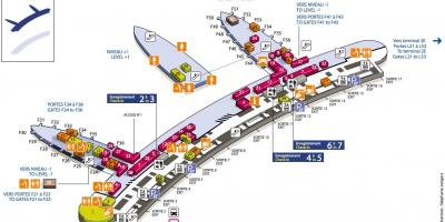 नक्शे के CDG हवाई अड्डे के टर्मिनल 2 एफ