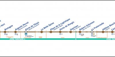 पेरिस के नक्शे ट्रामवे T7