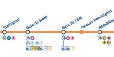 पेरिस का नक्शा मेट्रो लाइन 5