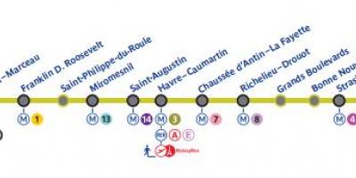 पेरिस का नक्शा मेट्रो लाइन 9