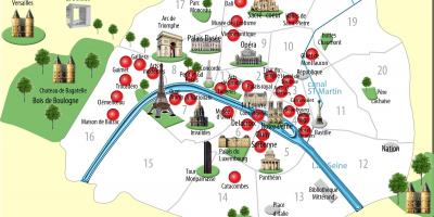 मानचित्र पेरिस के स्मारकों