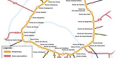 नक्शे के मुख्य मार्ग Périphérique