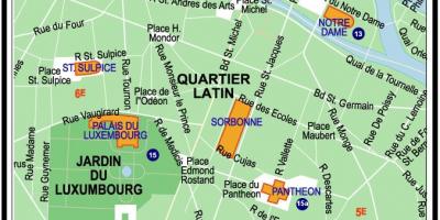 के मानचित्र में लैटिन क्वार्टर के पेरिस