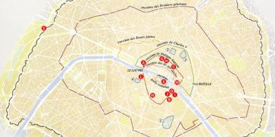 मानचित्र के शहर की दीवारों के पेरिस