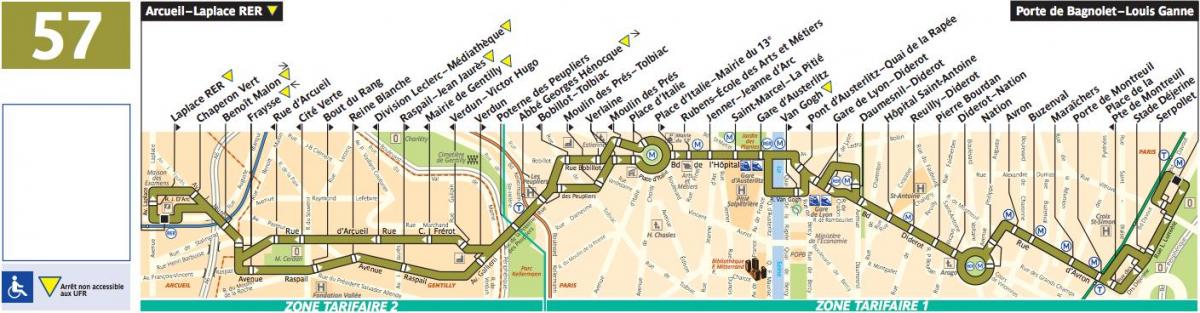नक्शे के साथ पेरिस में लाइन 57
